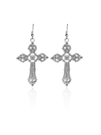 She adds this Silver Halloween Cross Pendant Earrings and suddenly it's vintage perfection