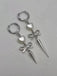 Silver Heart Asymmetrical Bow Drop Gothic Earrings - vintage fashion, retro style