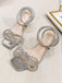 Silver Rhinestone Ankle Strap Heels - vintage shoes, retro heels