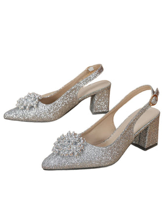 Silver 1970s Floral Vintage Classic Shoes
