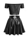 2PCS Metallic 1970 Disco Off-Shoulder Top & Pleated Skirt - vintage skirt, retro style