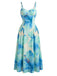 Sky Blue 1950s Floral Swing Belted Spaghetti Strap Dress, vintage dress, retro fashion, rockabilly, pin-up fashion - perfect for women who love vintage and retro fashion