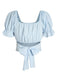 Sky Blue 1950s Solid Puff Sleeves Tops - vintage fashion, retro style