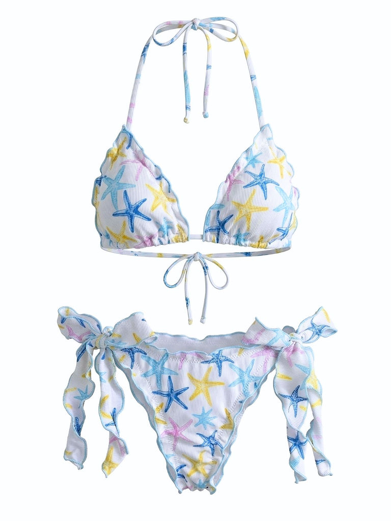 Sky Blue 1960s Print Swimsuit