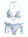 Sky Blue 1960s Print Swimsuit