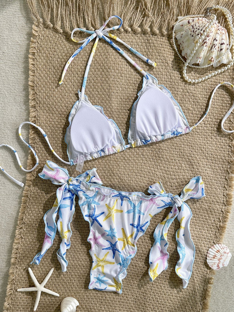 Sky Blue 1960s Print Swimsuit