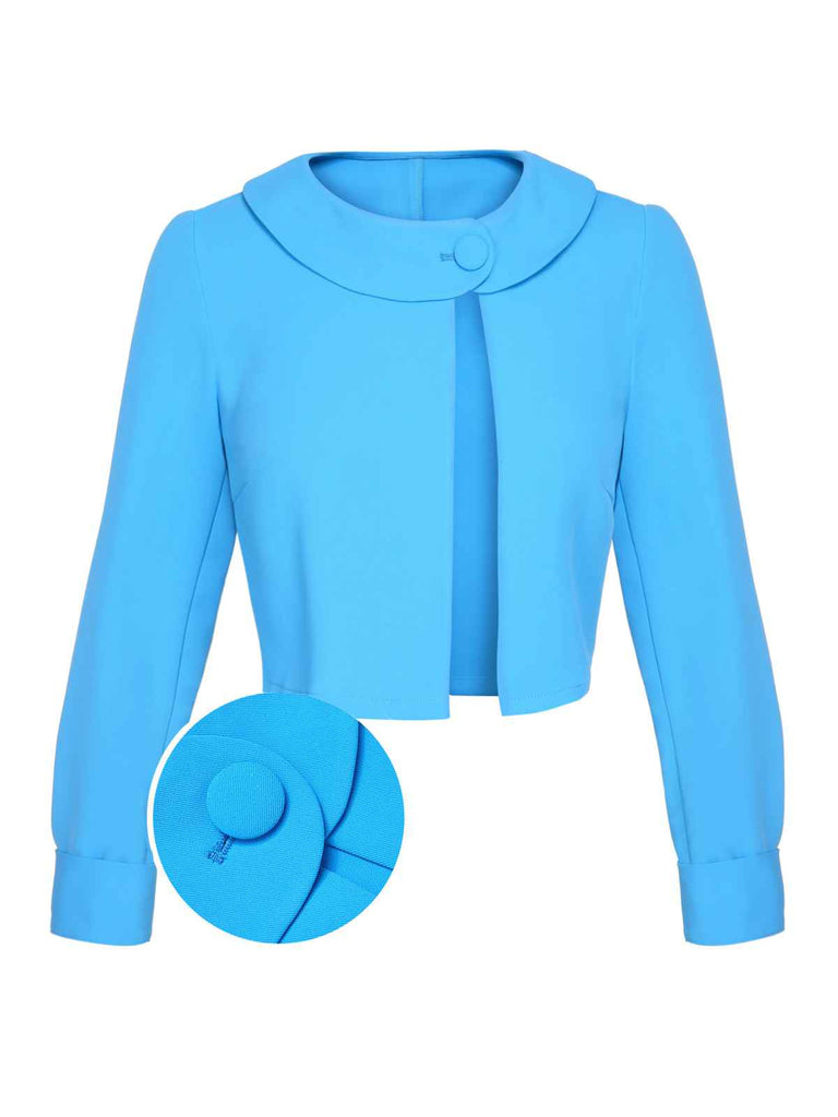 Sky Blue 1960s Lapel Button Solid Coat - vintage fashion, retro style