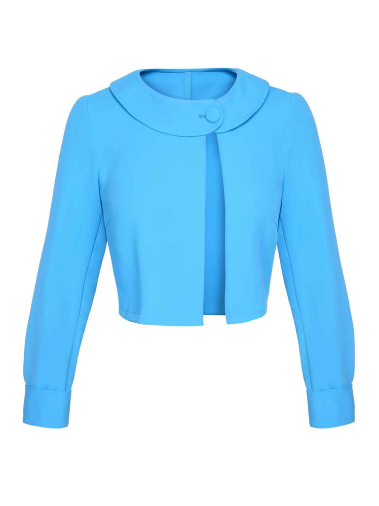 Sky Blue 1960s Lapel Button Solid Coat - vintage fashion, retro style