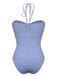 Sky Blue 1970s Solid Drawstring Bandeau Swimsuit, vintage swimsuit, pin-up swimwear - perfect for women who love vintage and retro fashion