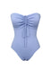 Sky Blue 1970s Solid Drawstring Bandeau Swimsuit, vintage swimsuit, pin-up swimwear - perfect for women who love vintage and retro fashion