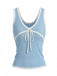 Sky Blue Y2k Scalloped Tank Top: beautiful vintage blouse, retro top, classic style with timeless appeal