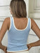 Sky Blue Y2k Scalloped Tank Top - vintage blouse, retro top, classic style for vintage lovers