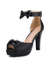 Solid Bow Peep Toe High Heels Sandals: timeless vintage elegance she makes her own