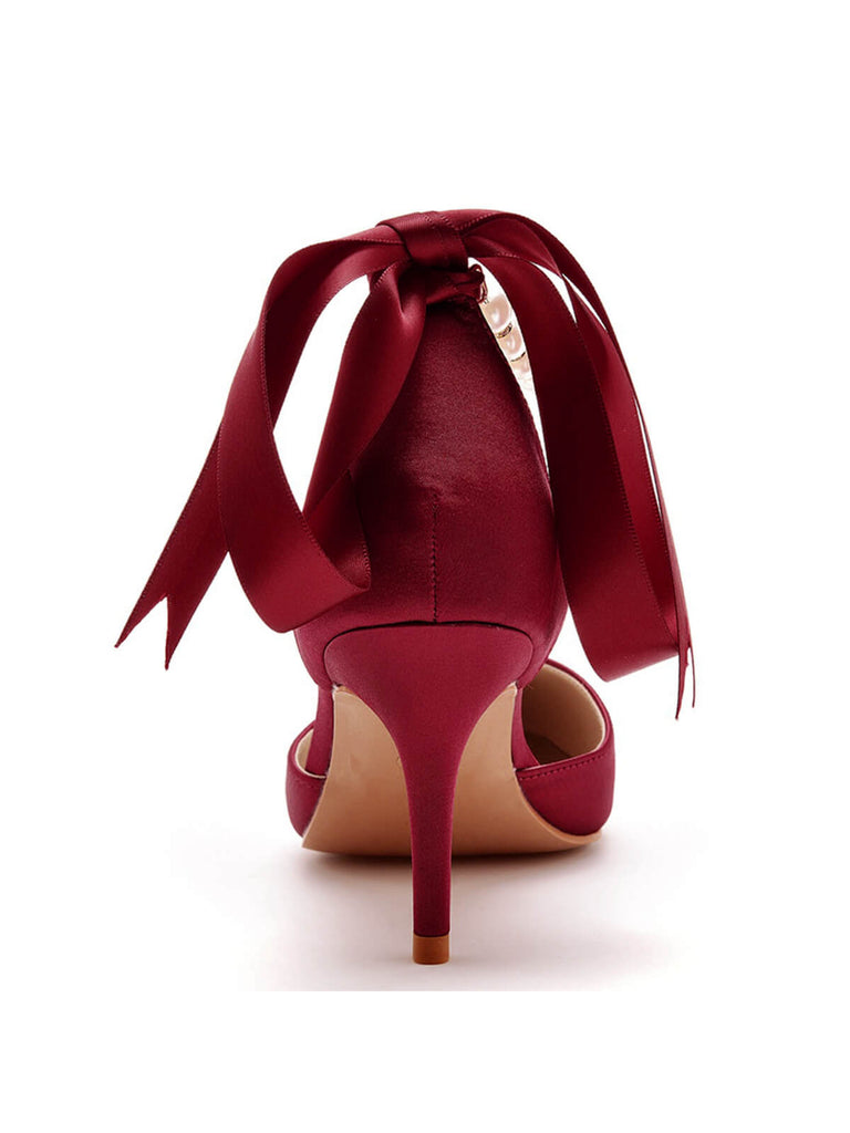 Solid Color Satin Pointed Toe Heels — vintage vintage charm for her modern wardrobe