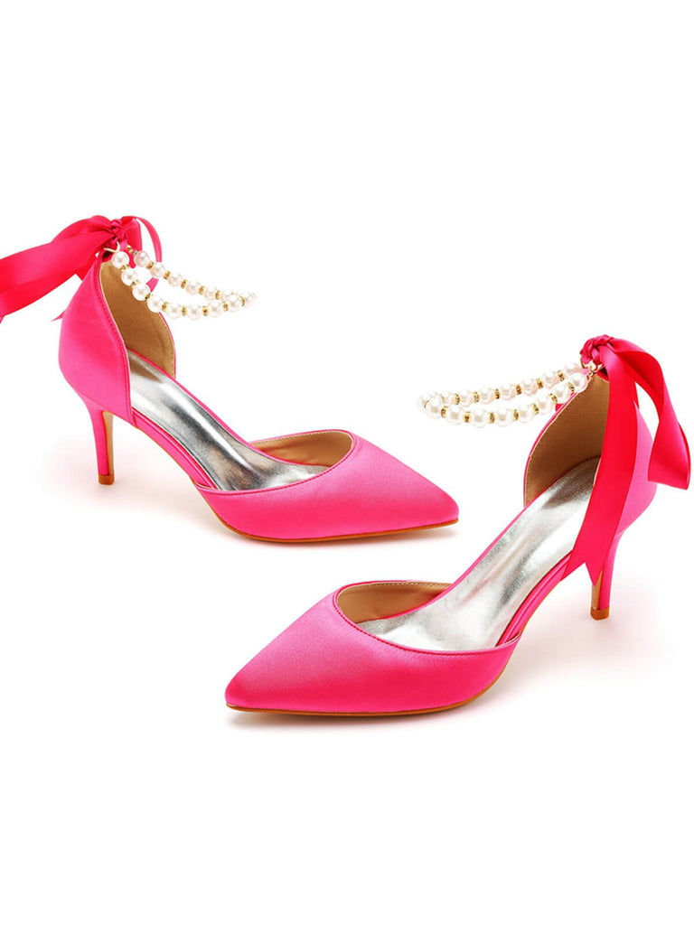This Solid Color Satin Pointed Toe Heels whispers vintage secrets to those who notice