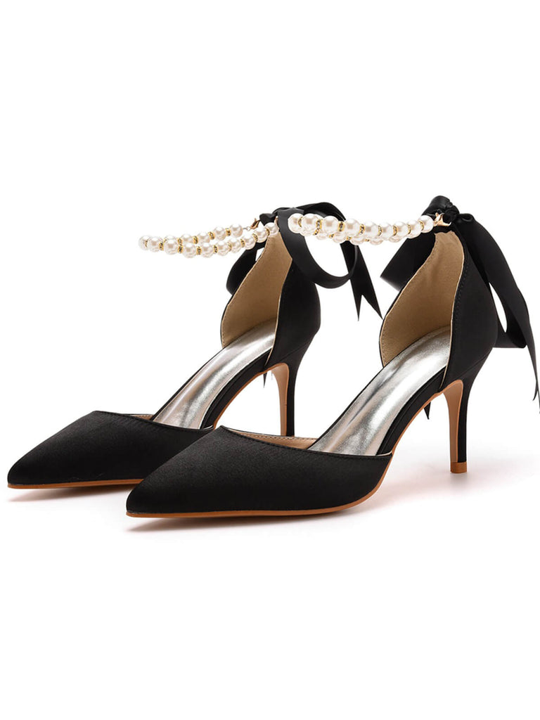 Solid Color Satin Pointed Toe Heels: timeless vintage elegance she makes her own