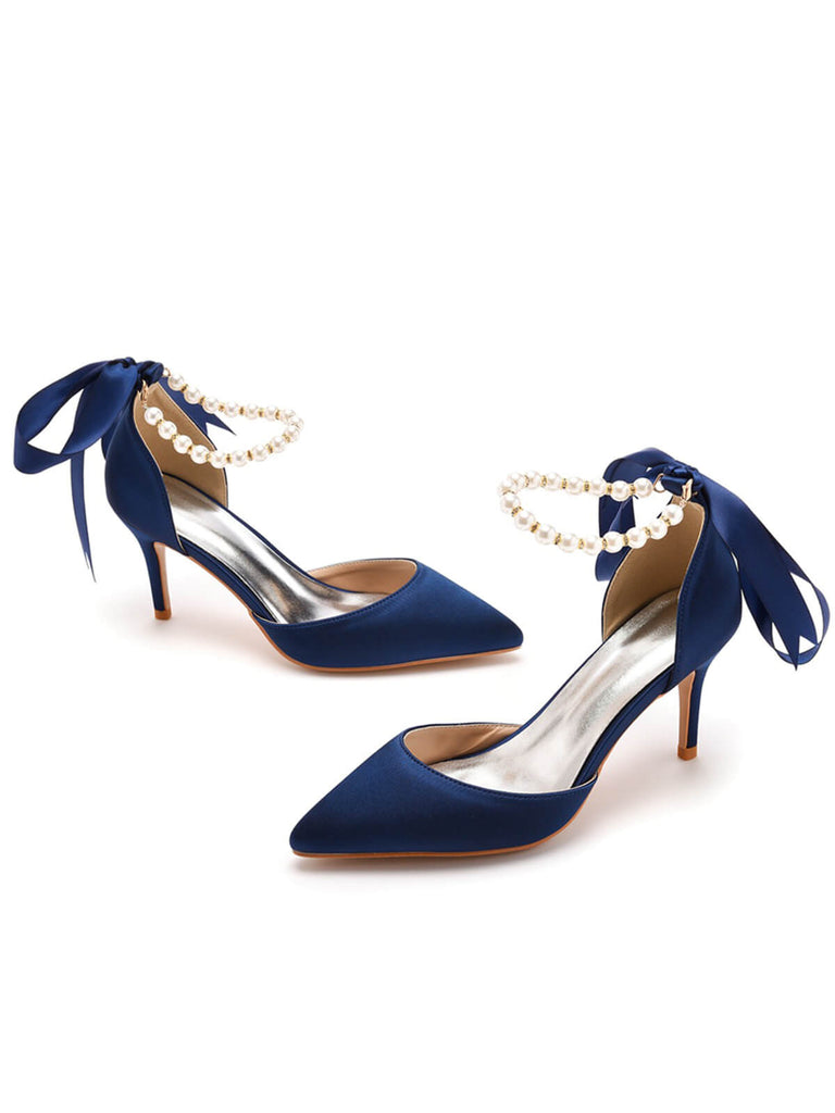 This Solid Color Satin Pointed Toe Heels whispers vintage secrets to those who notice