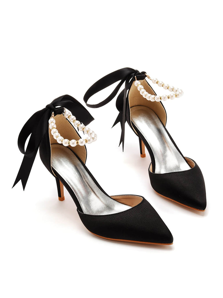 This Solid Color Satin Pointed Toe Heels whispers vintage secrets to those who notice