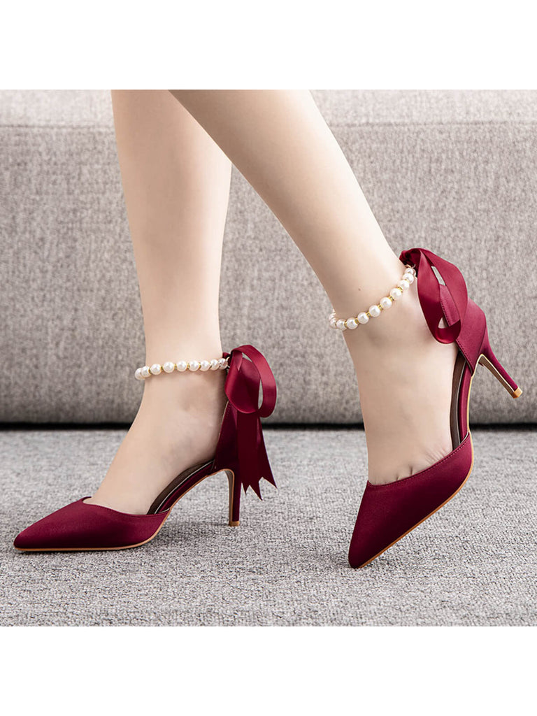 Solid Color Satin Pointed Toe Heels: timeless vintage elegance she makes her own