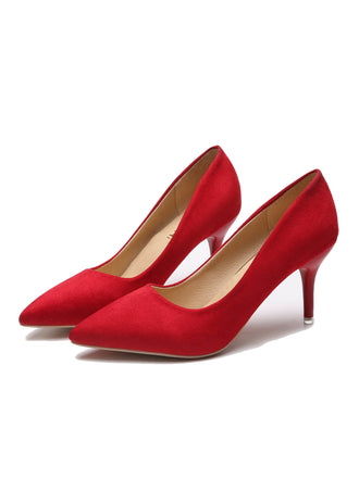 Solid Color Suede Thin Heels Pumps: timeless style reimagined