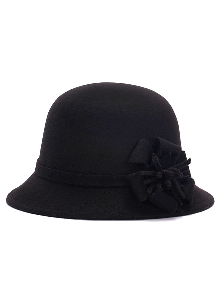 Solid Imitation Wool Knot Cloche Hat - vintage fashion, retro style