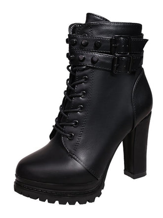 She finds her vintage story in this Solid Leather Pointed High Heels Boots
