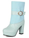 Solid PU Leather Ribbed Knit Patchwork High Heels - vintage shoes, retro heels
