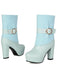 Solid PU Leather Ribbed Knit Patchwork High Heels - vintage shoes, retro heels