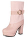 Solid PU Leather Ribbed Knit Patchwork High Heels - vintage shoes, retro heels