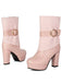 Solid PU Leather Ribbed Knit Patchwork High Heels - vintage shoes, retro heels