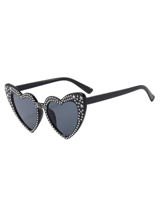 This Solid Rhinestone Heart Frame Sunglasses whispers vintage secrets to those who notice