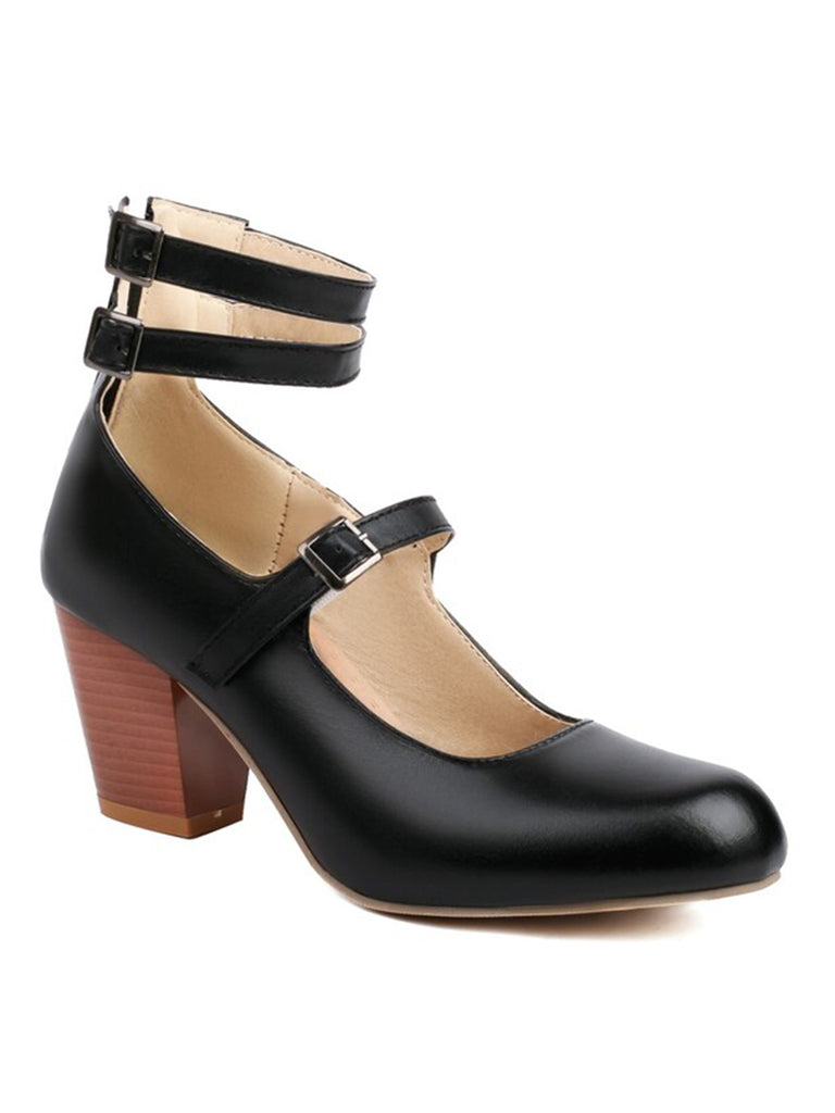 Solid Round Toe Chunky High Heels: timeless style reimagined