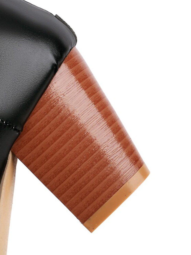Solid Round Toe Chunky High Heels — vintage elegance for the modern woman