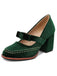 Solid Suede Mary Jane Bow Detail Pumps - vintage fashion, retro style