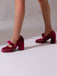 Solid Suede Mary Jane Bow Detail Pumps - vintage fashion, retro style