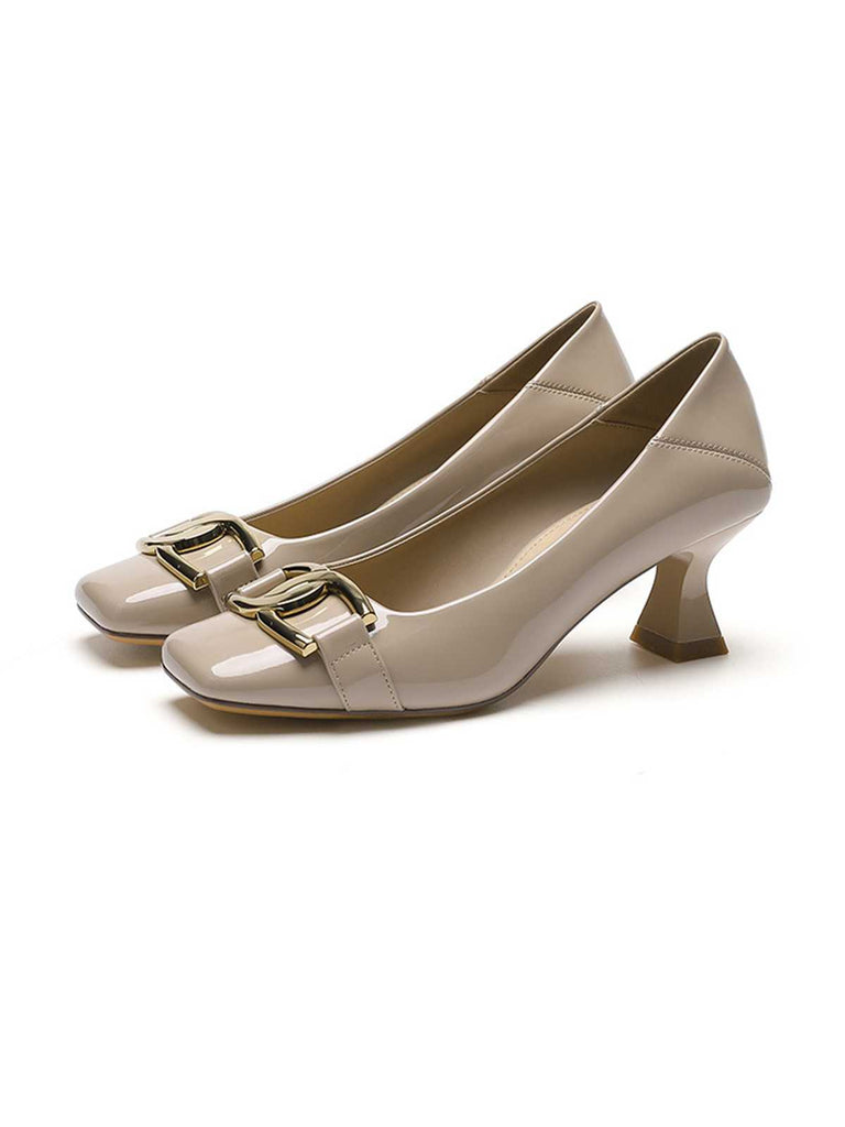 This Square Toe Patent High Heels Shoes whispers vintage secrets to those who notice