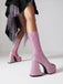 Square Toe Sequined Chunky Heel Mid-Calf Boots — vintage style that transcends decades