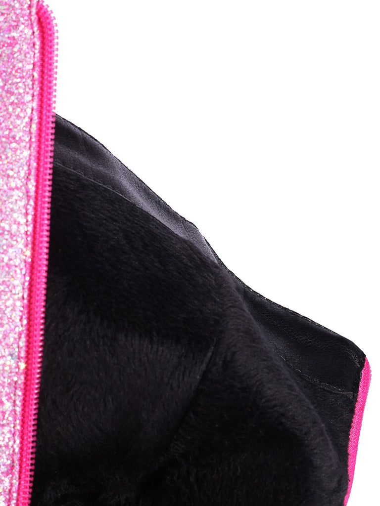 Square Toe Sequined Chunky Heel Mid-Calf Boots — vintage vintage charm for her modern wardrobe