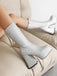 Square Toe Sequined Chunky Heel Mid-Calf Boots — vintage vintage charm for her modern wardrobe