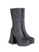 She finds her vintage story in this Square Toe Sequined Chunky Heel Mid-Calf Boots
