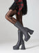 This Square Toe Sequined Chunky Heel Mid-Calf Boots whispers vintage secrets to those who notice