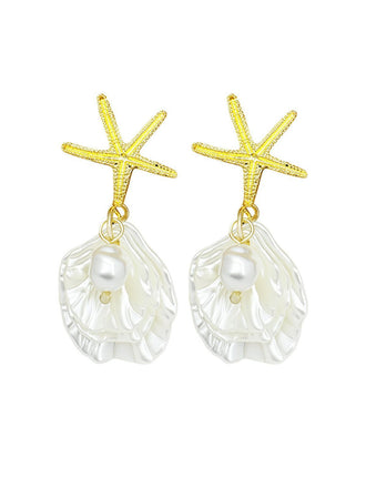She adds this Starfish Shell Drop Earrings and suddenly it's vintage perfection