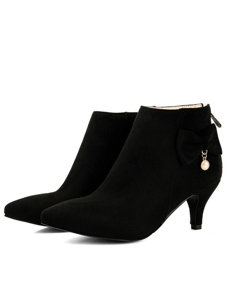 Stiletto Heel Pointed Suede Ankle High Heels - vintage shoes, retro heels