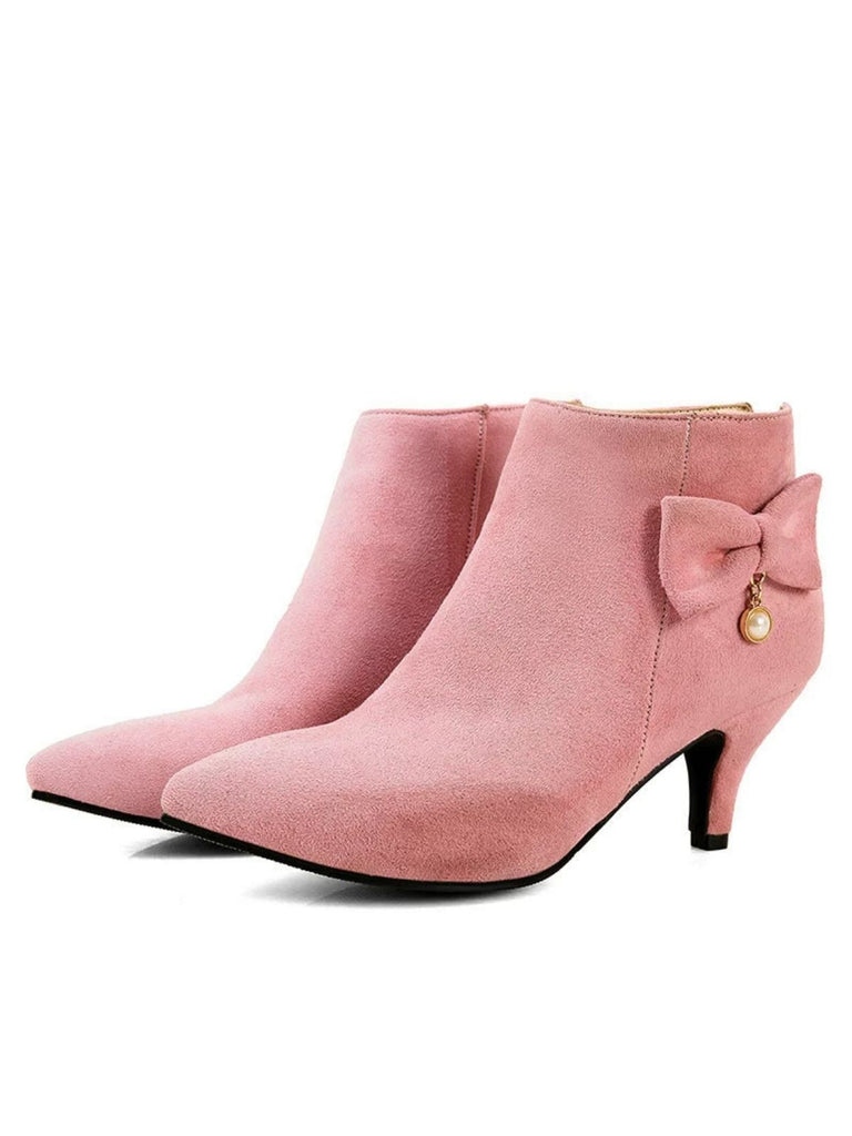 Stiletto Heel Pointed Suede Ankle High Heels - vintage shoes, retro heels