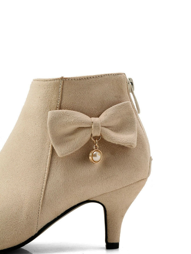 Stiletto Heel Pointed Suede Ankle High Heels - vintage shoes, retro heels