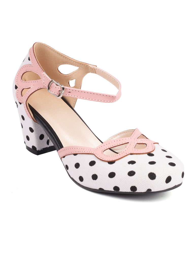 Stripe & Polka Dots Buckled High Heel Shoes — vintage elegance for the modern woman