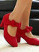Suede Bow Mary Jane Block Heel Pumps, vintage fashion, retro style - perfect for women who love vintage and retro fashion