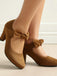 Suede Bow Mary Jane Block Heel Pumps, vintage fashion, retro style - perfect for women who love vintage and retro fashion