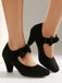 Suede Bow Mary Jane Block Heel Pumps, vintage fashion, retro style - perfect for women who love vintage and retro fashion