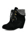 Suede Fleece Lace-Up Wedge Heel Ankle Boots — vintage style that transcends decades